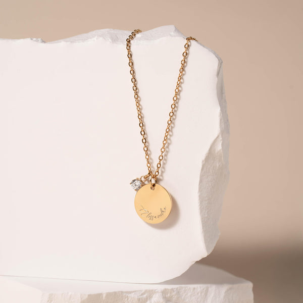 Collana Catena Disco Zircone Personalizzata Con Nome - Infants