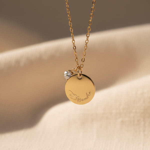 Collana Catena Disco Zircone Personalizzata Con Nome - Infants