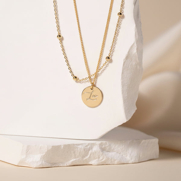 Collana Doppia Catena Con Disco Personalizzata Con Nome - Infants