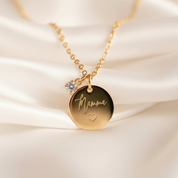 Collana Catena Disco Zircone Personalizzata Mamma - Infants