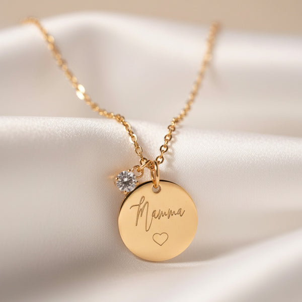 Collana Catena Disco Zircone Personalizzata Mamma - Infants