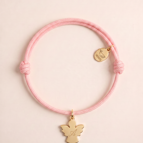 Bracciale Bambino Cordoncino Angioletto Personalizzato Nome o Iniziale - Infants