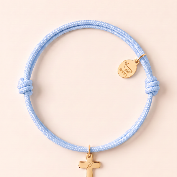 Bracciale Bambino Cordoncino Croce Personalizzato Nome o Iniziale - Infants