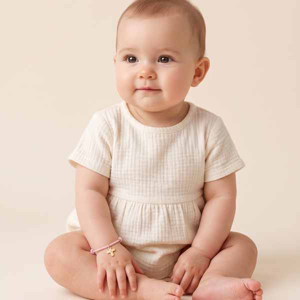 Bracciale Bambino Cordoncino Croce Personalizzato Nome o Iniziale - Infants