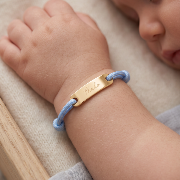 Bracciale Bambino Cordoncino Placchetta Personalizzato Nome - Infants