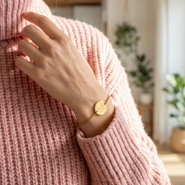 Bracciale Catena Personalizzato Con Nome e Data- Infants