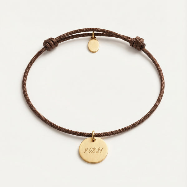 Bracciale Cordoncino Personalizzato con Iniziali e Data - Infants