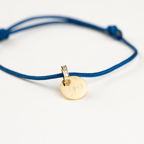 Bracciale Cordoncino Con Zircone Personalizzato con Iniziale e Cuore - Infants