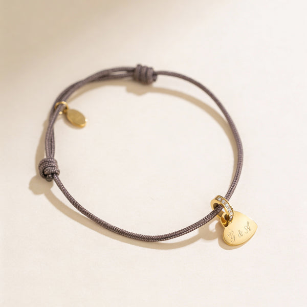 Bracciale Cordoncino Con Zircone Personalizzato Iniziali - Infants
