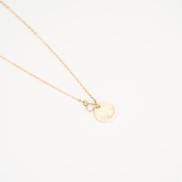 Collana Catena Disco Zircone Personalizzata Con Nome - Infants