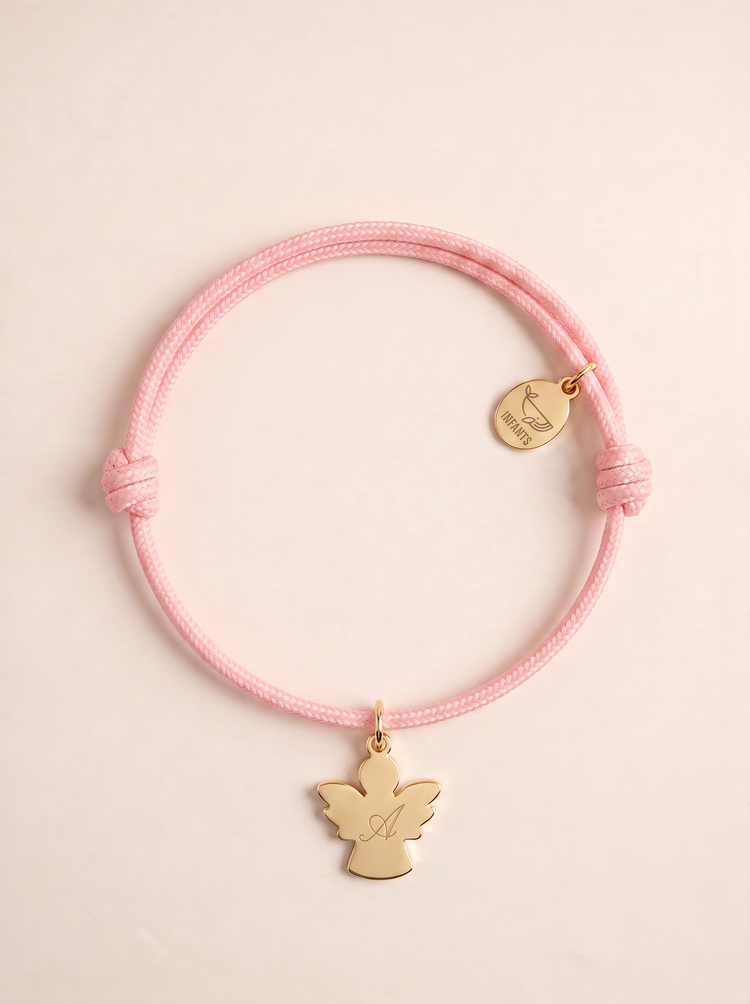 Bracciale Bambino Cordoncino Angioletto Personalizzato Nome o Iniziale - Infants