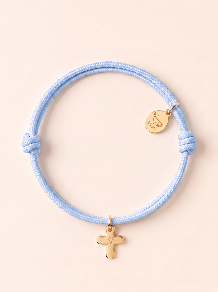 Bracciale Bambino Cordoncino Croce Personalizzato Nome o Iniziale - Infants