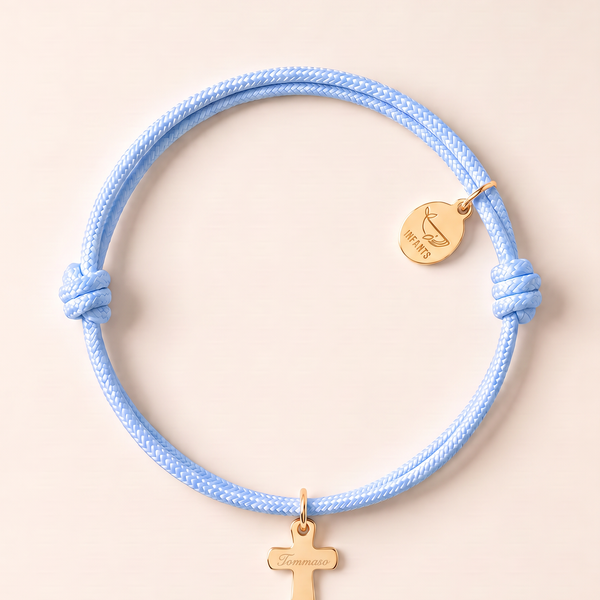 Bracciale Bambino Cordoncino Croce Personalizzato Nome o Iniziale - Infants