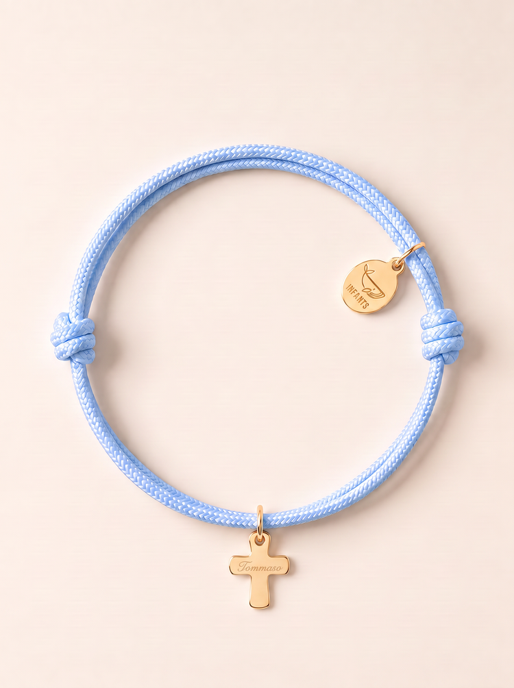 Bracciale Bambino Cordoncino Croce Personalizzato Nome o Iniziale - Infants