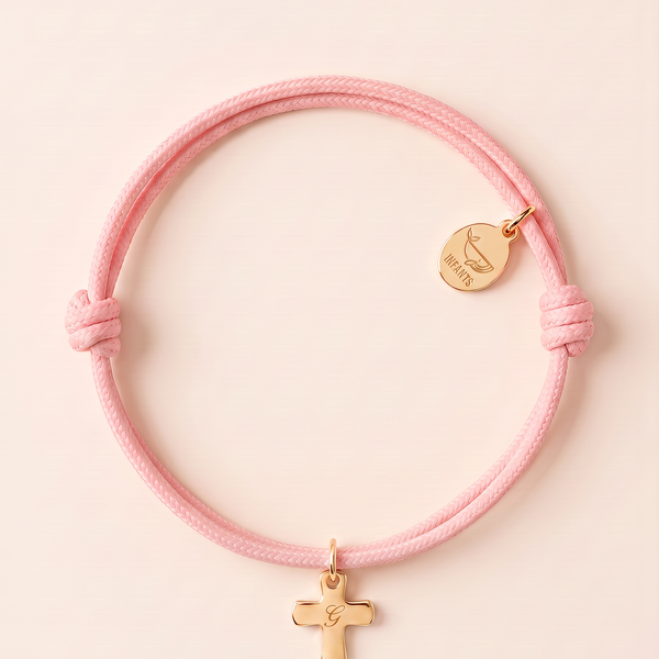 Bracciale Bambino Cordoncino Croce Personalizzato Nome o Iniziale - Infants