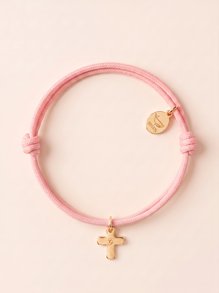 Bracciale Bambino Cordoncino Croce Personalizzato Nome o Iniziale - Infants