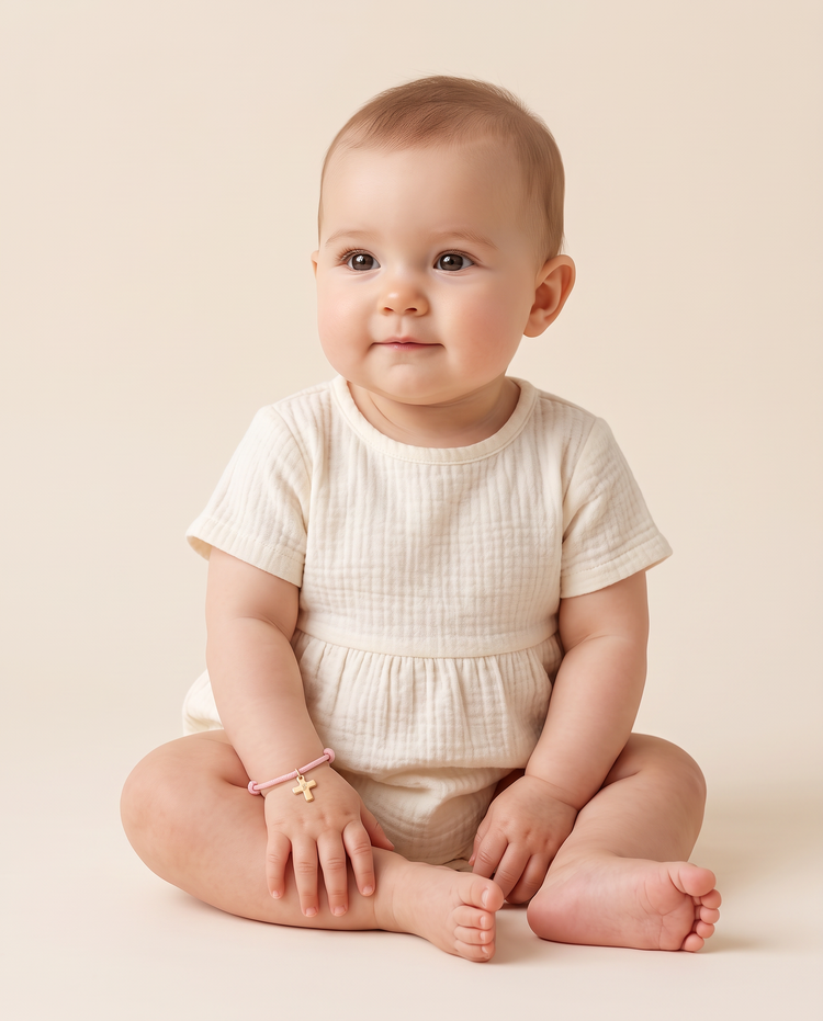 Bracciale Bambino Cordoncino Croce Personalizzato Nome o Iniziale - Infants