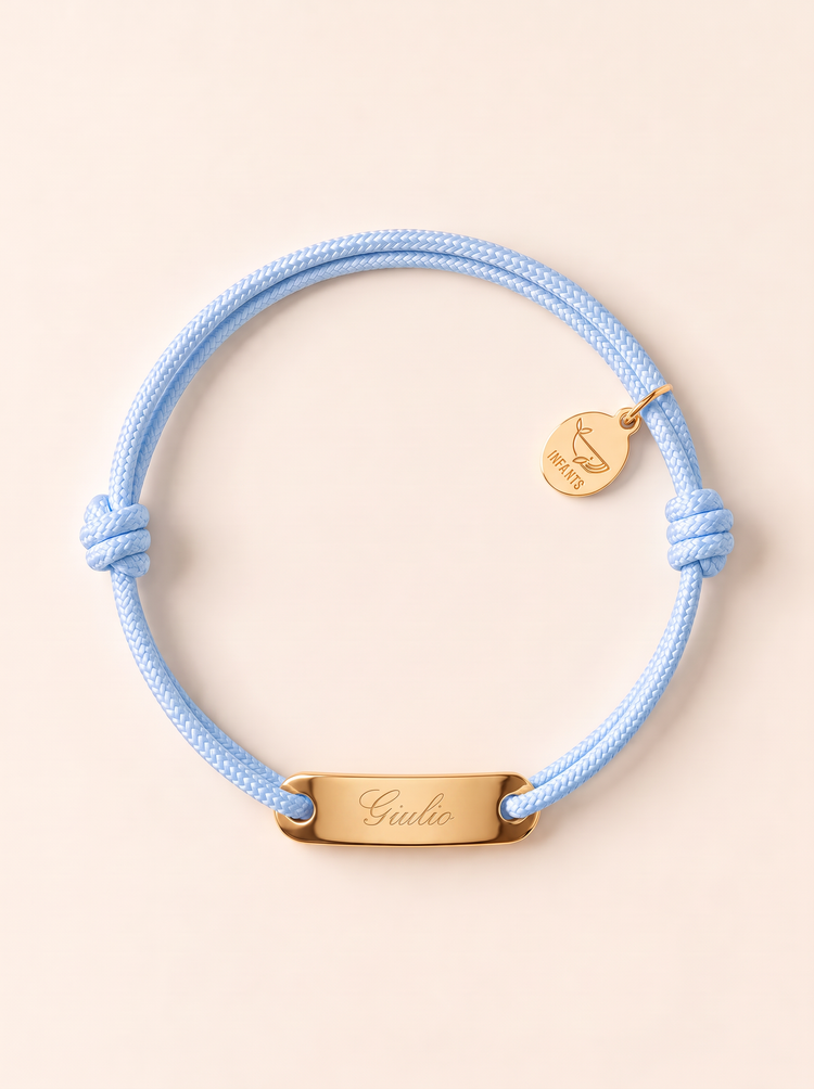 Bracciale Bambino Cordoncino Placchetta Personalizzato Nome - Infants