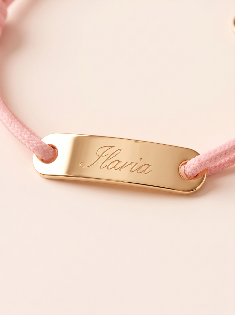 Bracciale Bambino Cordoncino Placchetta Personalizzato Nome - Infants