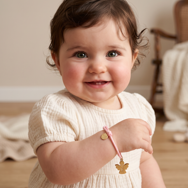 Bracciale Bambino Cordoncino Angioletto Personalizzato Nome o Iniziale - Infants
