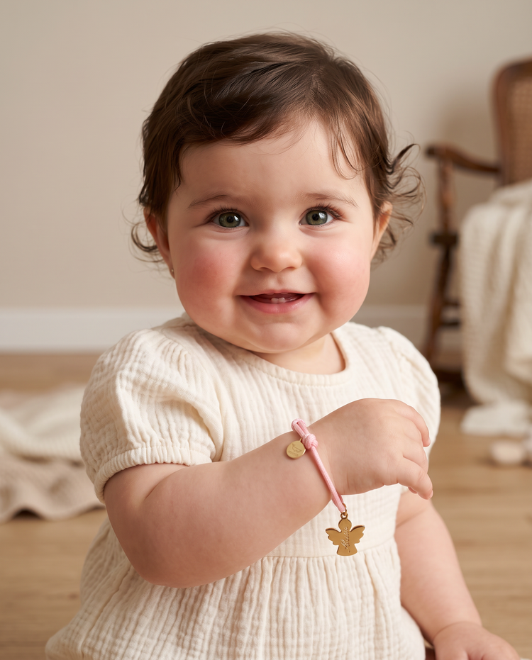 Bracciale Bambino Cordoncino Angioletto Personalizzato Nome o Iniziale - Infants