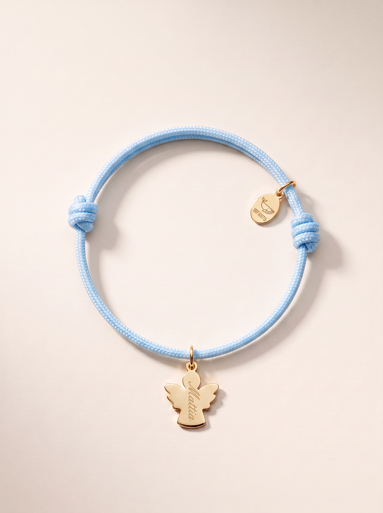 Bracciale Bambino Cordoncino Angioletto Personalizzato Nome o Iniziale - Infants