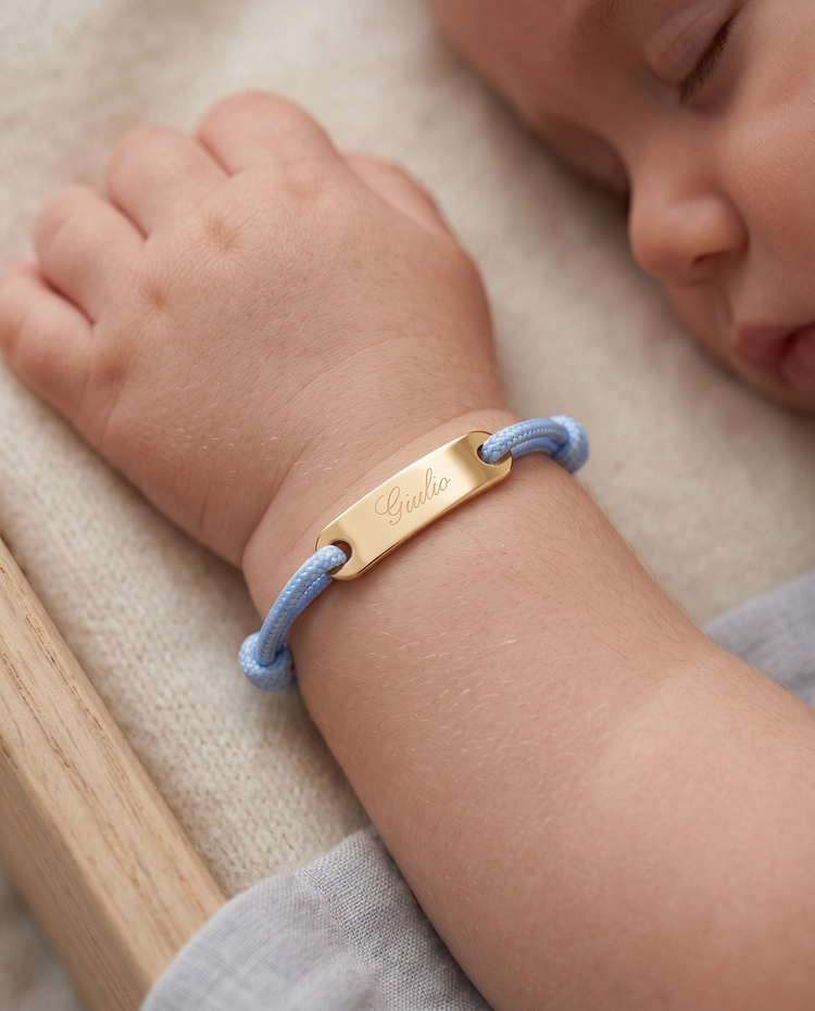 Bracciale Bambino Cordoncino Placchetta Personalizzato Nome - Infants