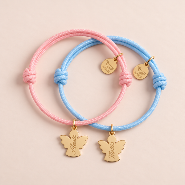 Bracciale Bambino Cordoncino Angioletto Personalizzato Nome o Iniziale - Infants