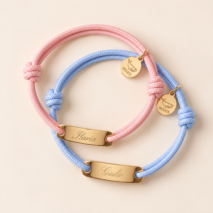 Bracciale Bambino Cordoncino Placchetta Personalizzato Nome - Infants