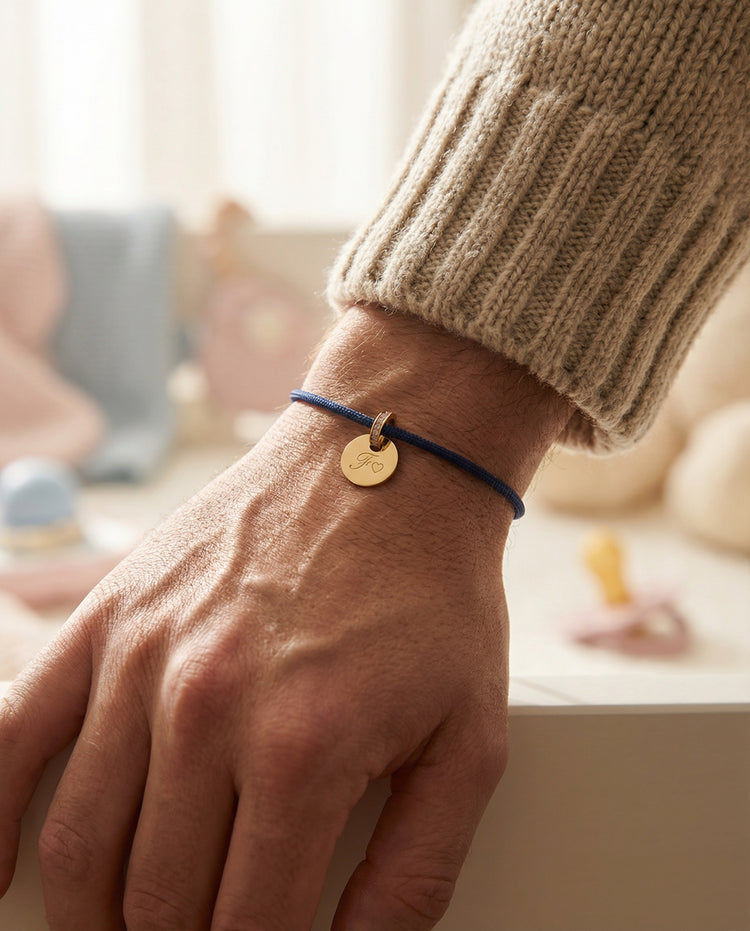 Bracciale Cordoncino Con Zircone Personalizzato con Iniziale e Cuore - Infants