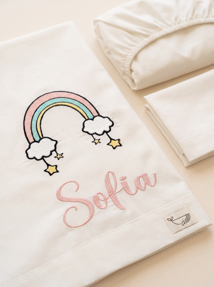 Set lenzuola ricamate in Cotone Design Personalizzato