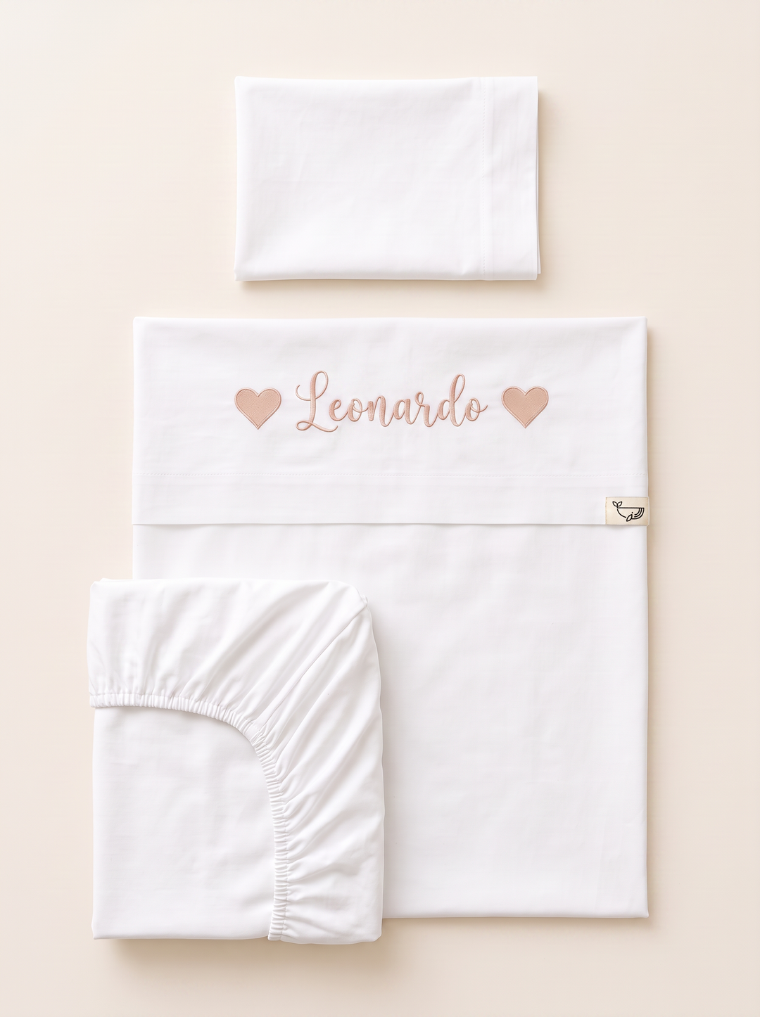 Set lenzuola ricamate Nome e Cuori