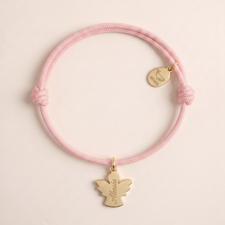 Bracciale Bambino Cordoncino Angioletto Personalizzato Nome o Iniziale - Infants