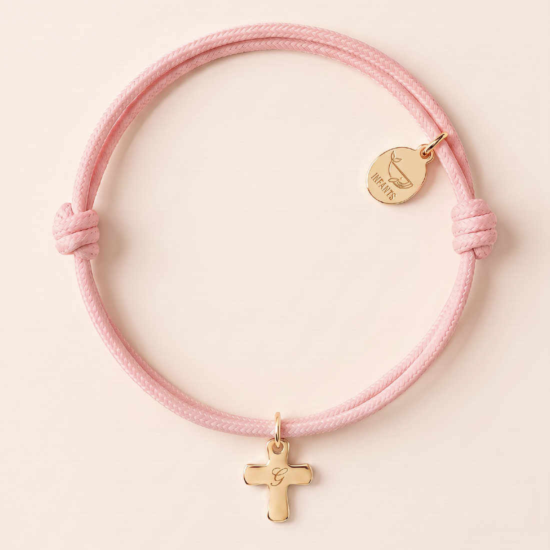 Bracciale Bambino Cordoncino Croce Personalizzato Nome o Iniziale - Infants