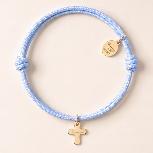 Bracciale Bambino Cordoncino Croce Personalizzato Nome o Iniziale - Infants