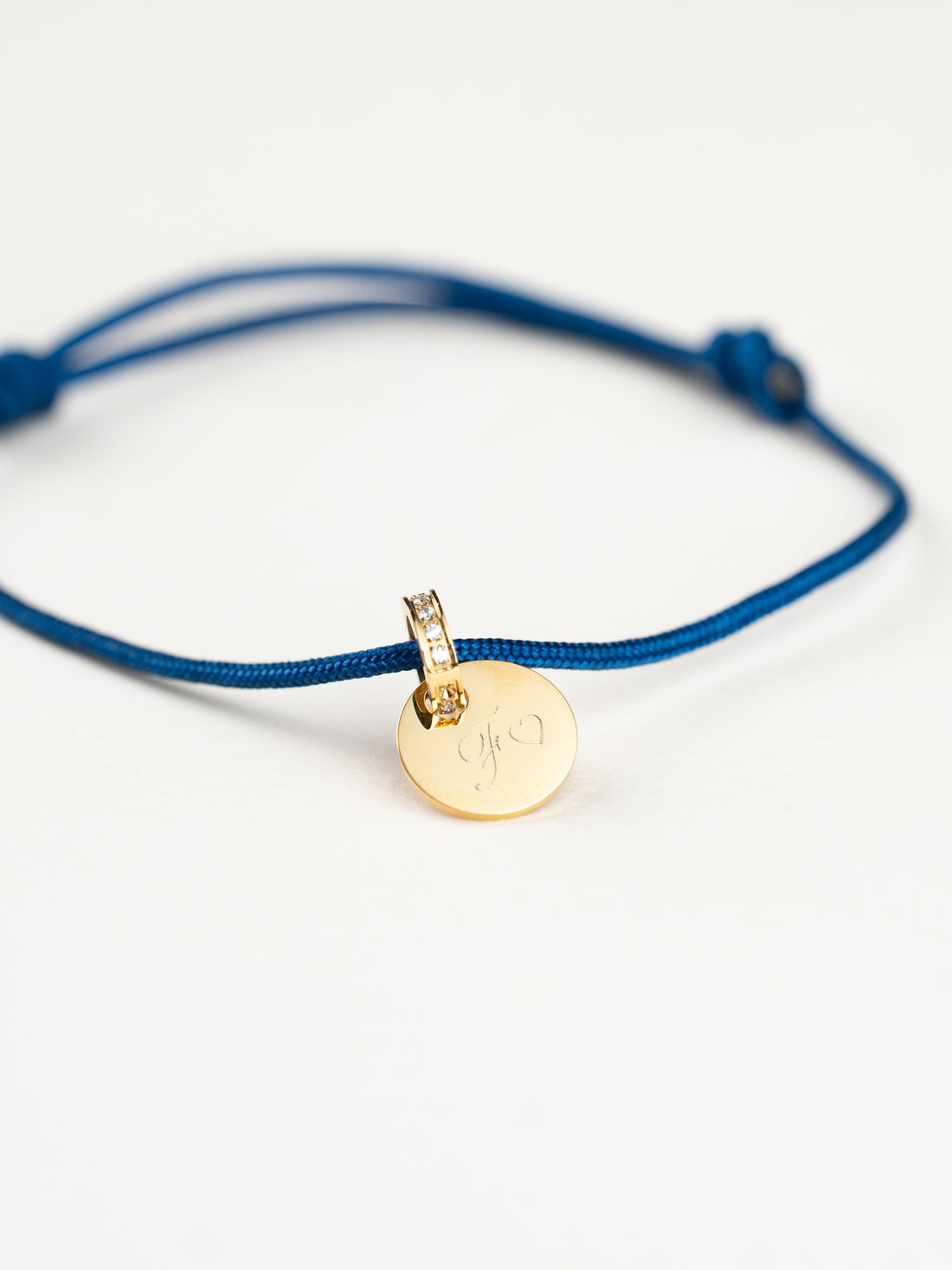 Bracciale Cordoncino Con Zircone Personalizzato con Iniziale e Cuore - Infants