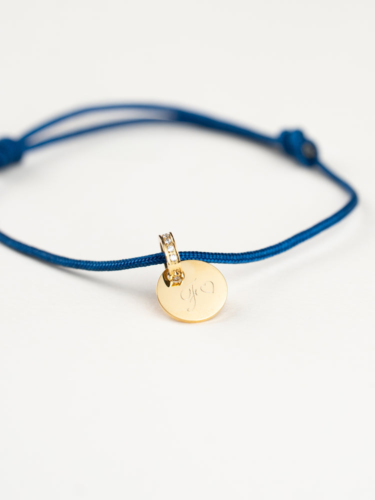 Bracciale Cordoncino Con Zircone Personalizzato con Iniziale e Cuore - Infants