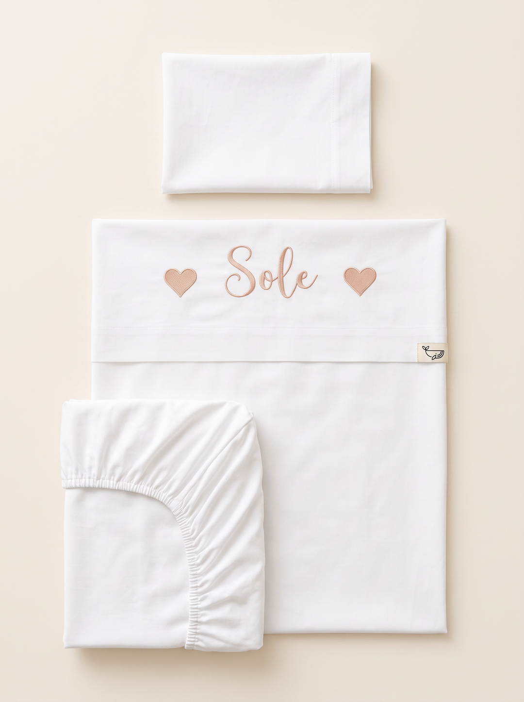 Set lenzuola ricamate Nome e Cuori
