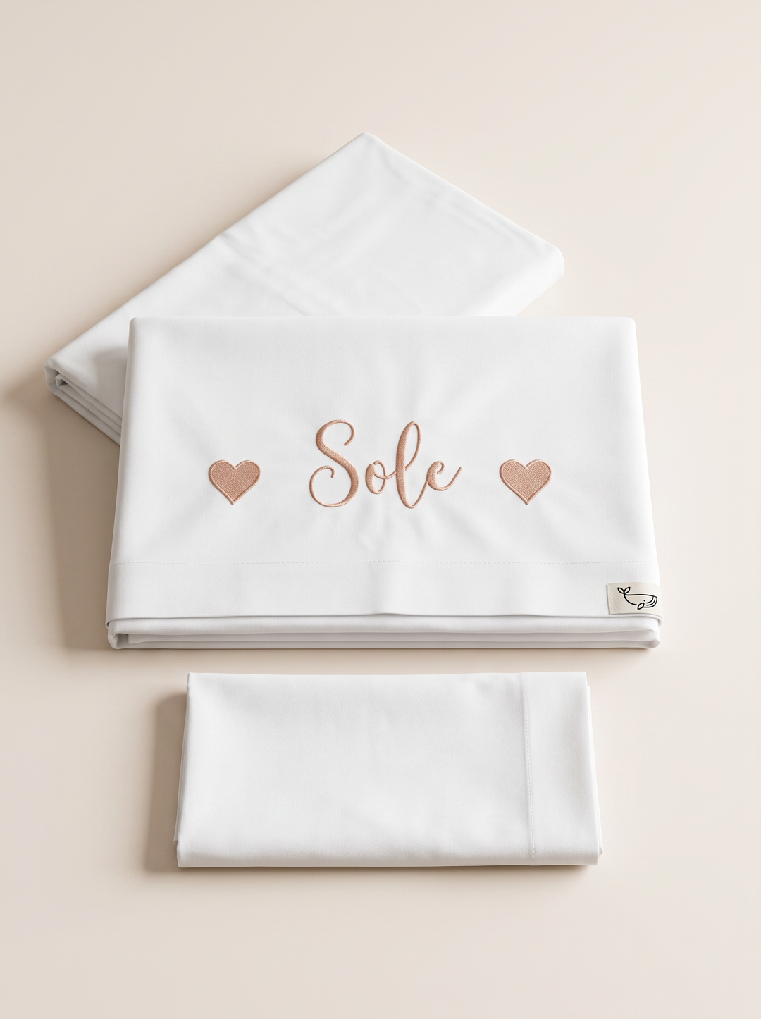 Set lenzuola ricamate Nome e Cuori