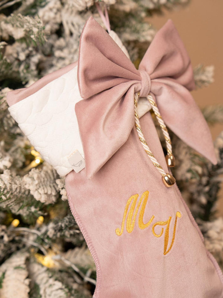 Calza della Befana in velluto Iniziale ricamata