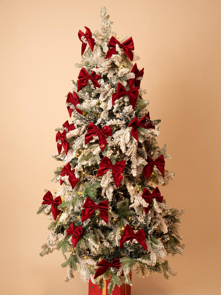 Fiocco di Natale in Velluto Personalizzato – Iniziale Ricamata | Fatto a Mano